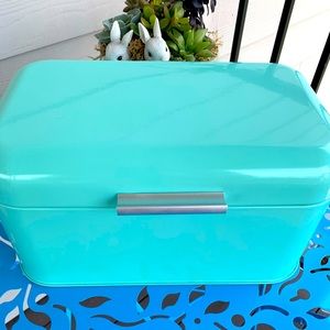 Turquoise Tin Bread Box
